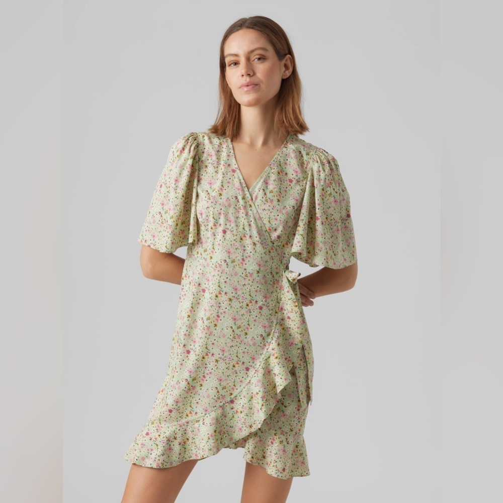 Vero Moda Emma Floral Midi Wrap Dress